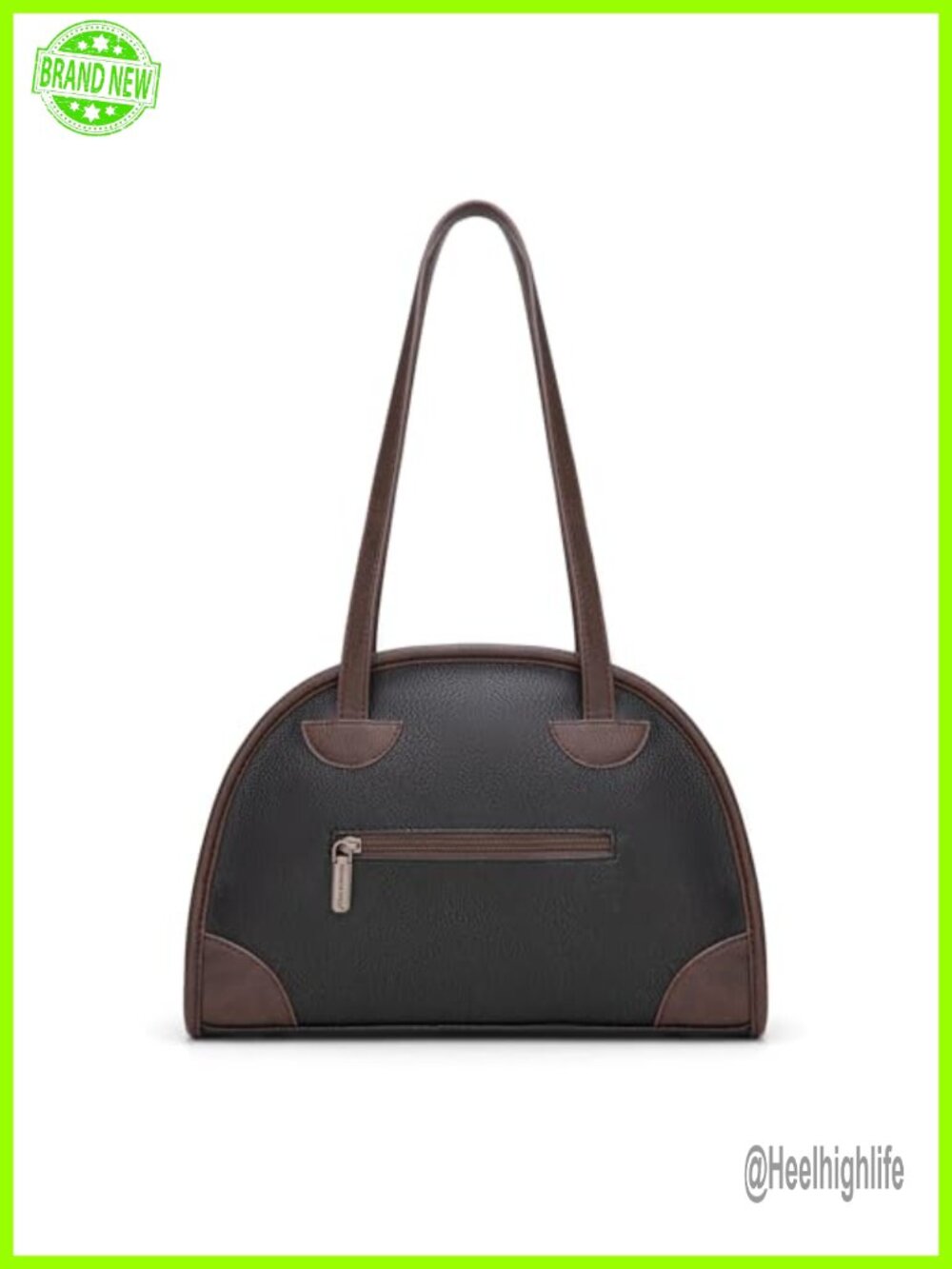 Vegan Leather Bowling Handbag Retro Satchel Top Handle Purse